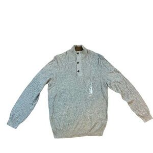 TASSO ELBA Supima Cotton Men’s Pullover Sweater in Cloudy Heather | Size Medium